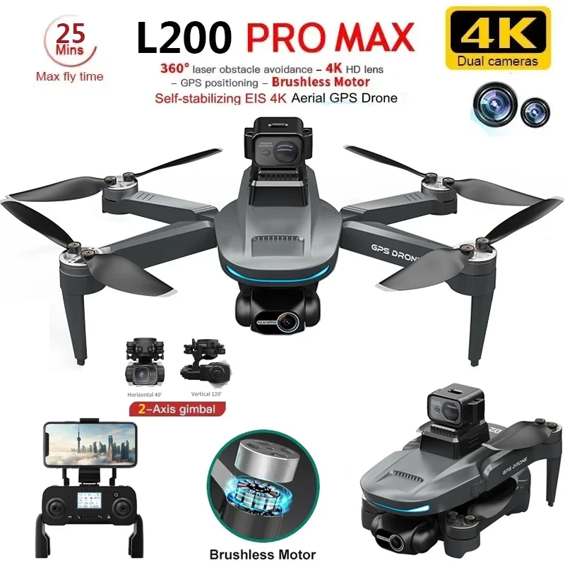 L200 PRO MAX Drone 4K 2-Axis P - Drone Gimbal Brushless ulasan dan harga