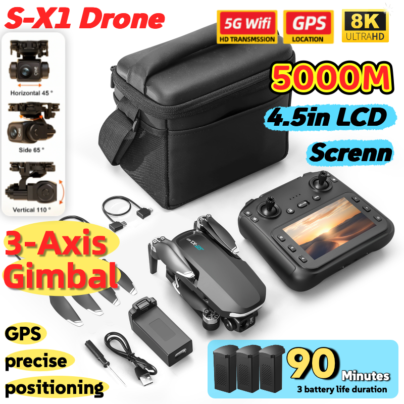 S-X1 MAX GPS Drone with 3-Axis - Drone Gimbal 3 Axis ulasan dan harga