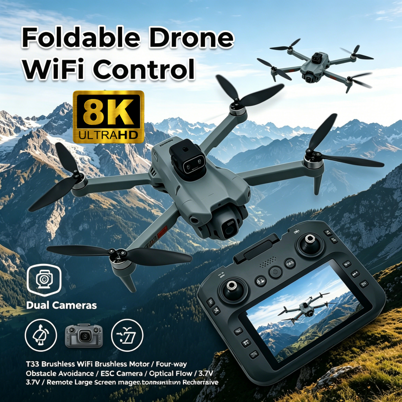 2026 New T33 RC Drone 8K Camer - Drone Gimbal 3 Axis ulasan dan harga