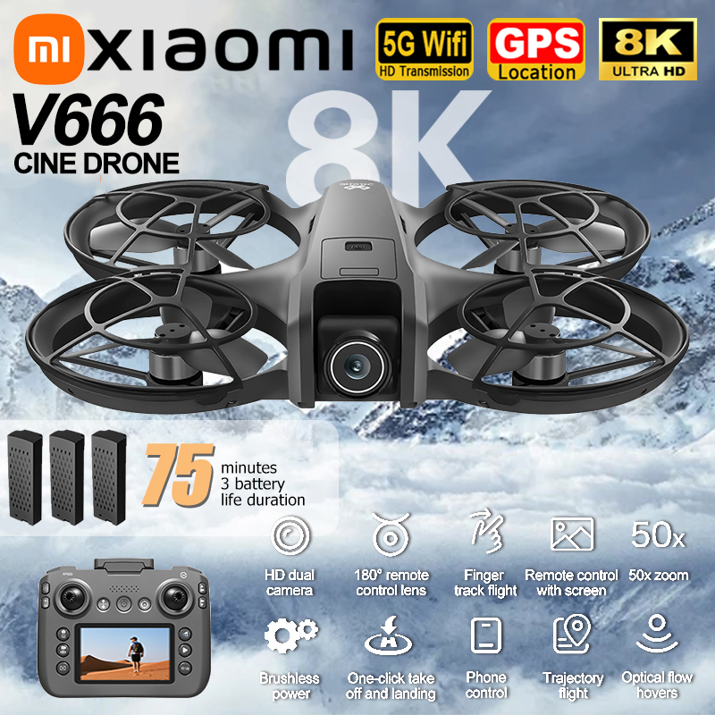 Xiaomi V666 Drone 8K Aerial HD - Drone Gimbal 3 Axis ulasan dan harga